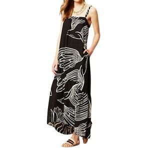 Anthropologie Vanessa Virginia Oiseau Maxi Dress Size 2 Bird Print Black White